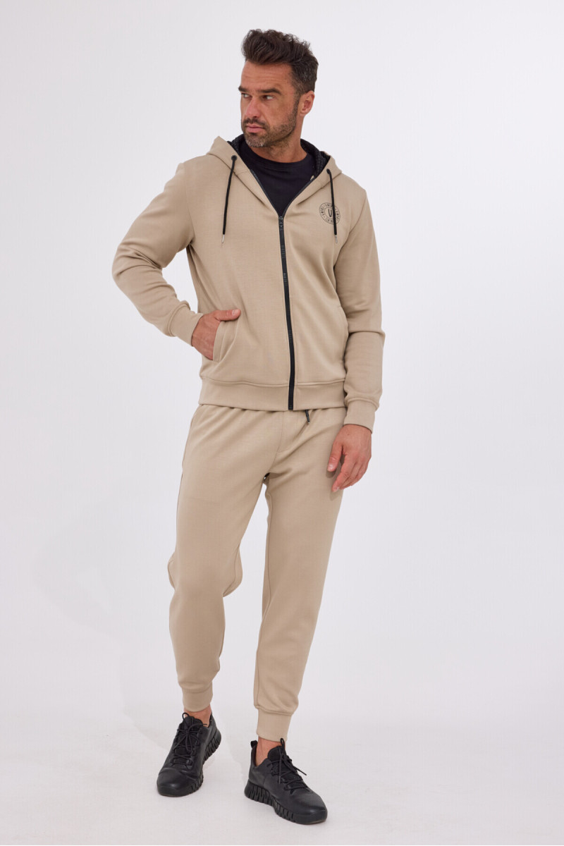 bluza dresowa męska beżowa z kieszeniami