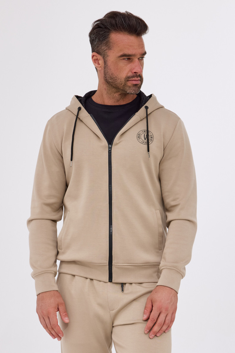 beżowa bluza męska z kapturem VIMONTE przód