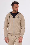 Beżowa Bluza Męska z Kapturem