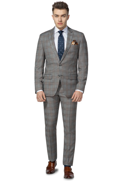 Brązowa Marynarka Męska Wzór Duża Krata