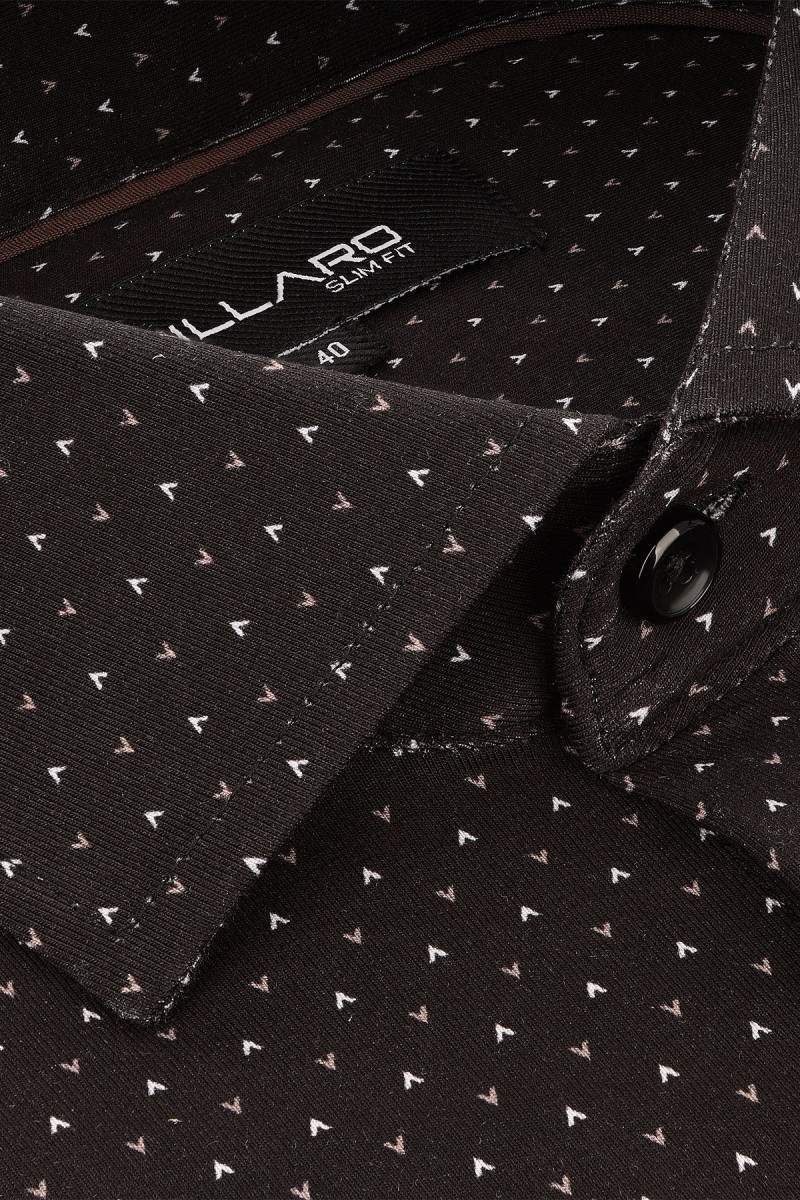 Czarna koszula męska Villaro – dzianinowy wzór slim/regular | Villaro