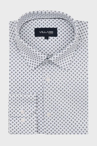 koszula męska villaro mikrowzór geometryczny biała