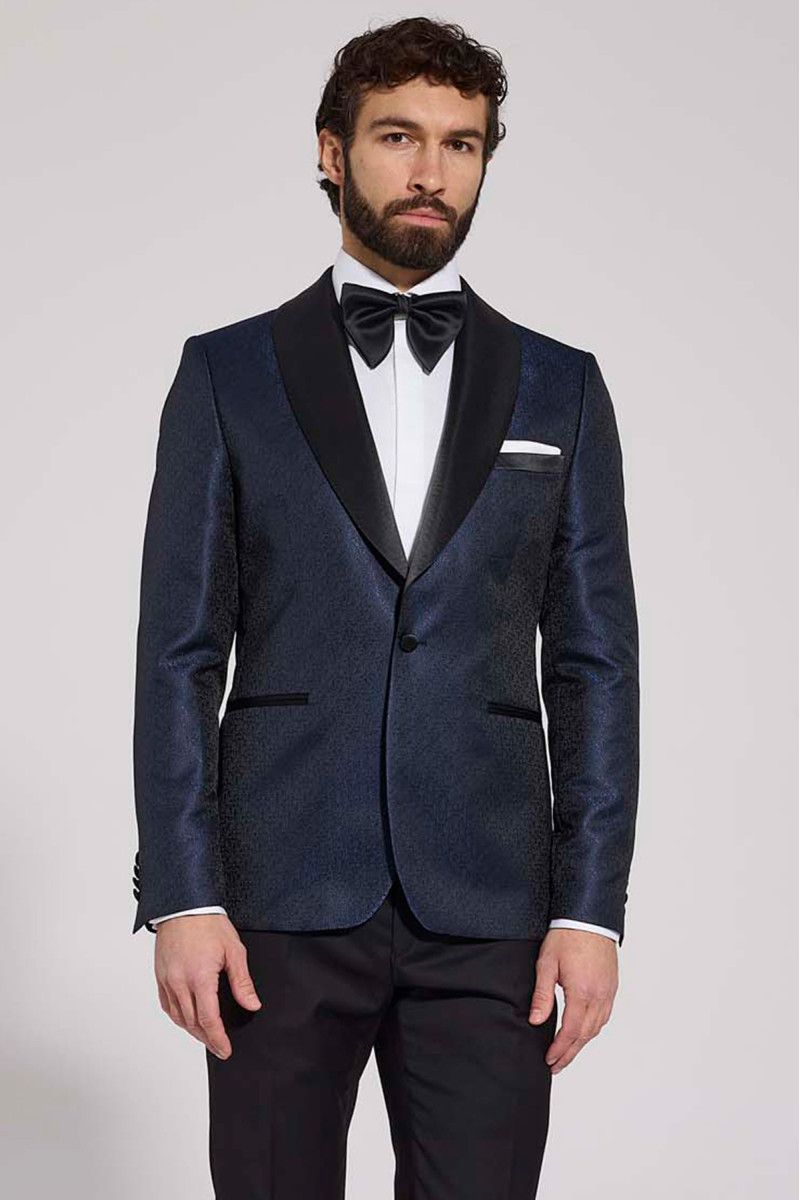 granatowa marynarka smokingowa przód