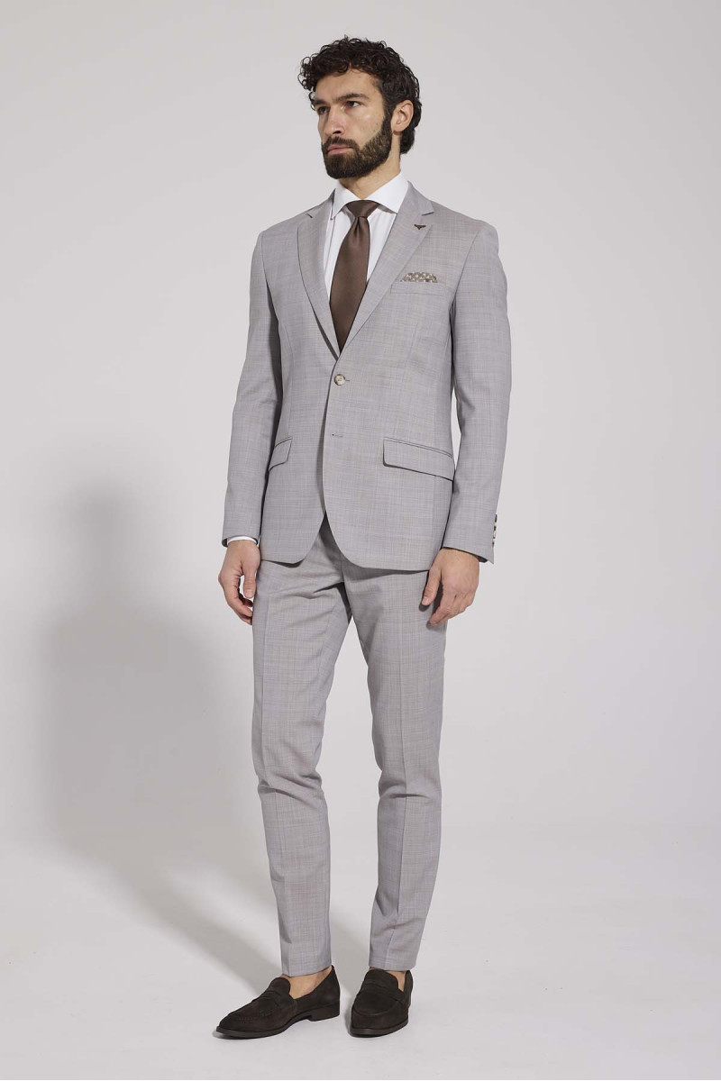 Beżowy garnitur męski VIMONTE slim fit elegancki garnitur marynarka i spodnie