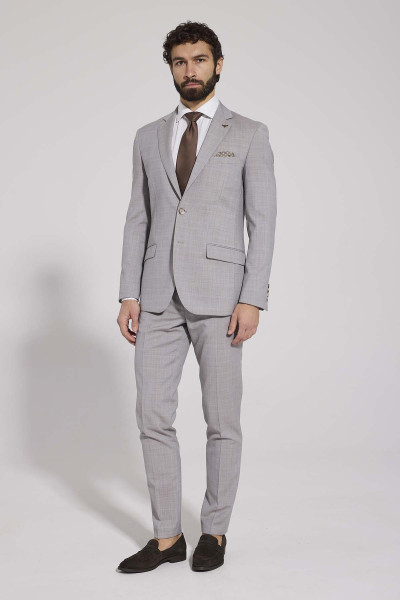 Jasny Beżowy Garnitur Męski VIMONTE – Garnitur z Wełny | VILLARO