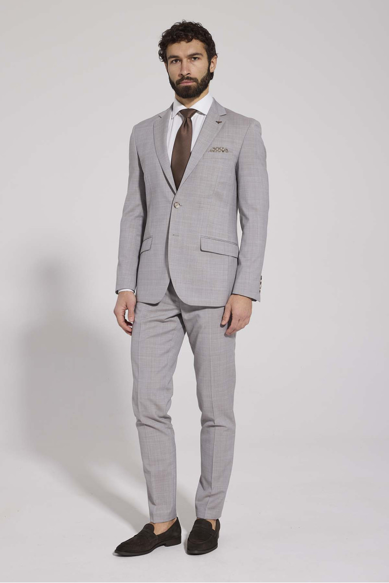 Jasny Beżowy Garnitur Męski VIMONTE – Garnitur z Wełny | VILLARO