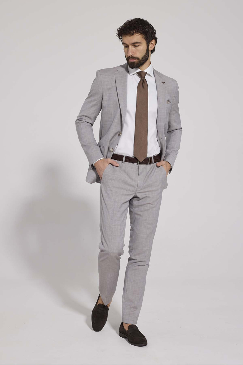 Jasny Beżowy Garnitur Męski VIMONTE – Garnitur z Wełny | VILLARO