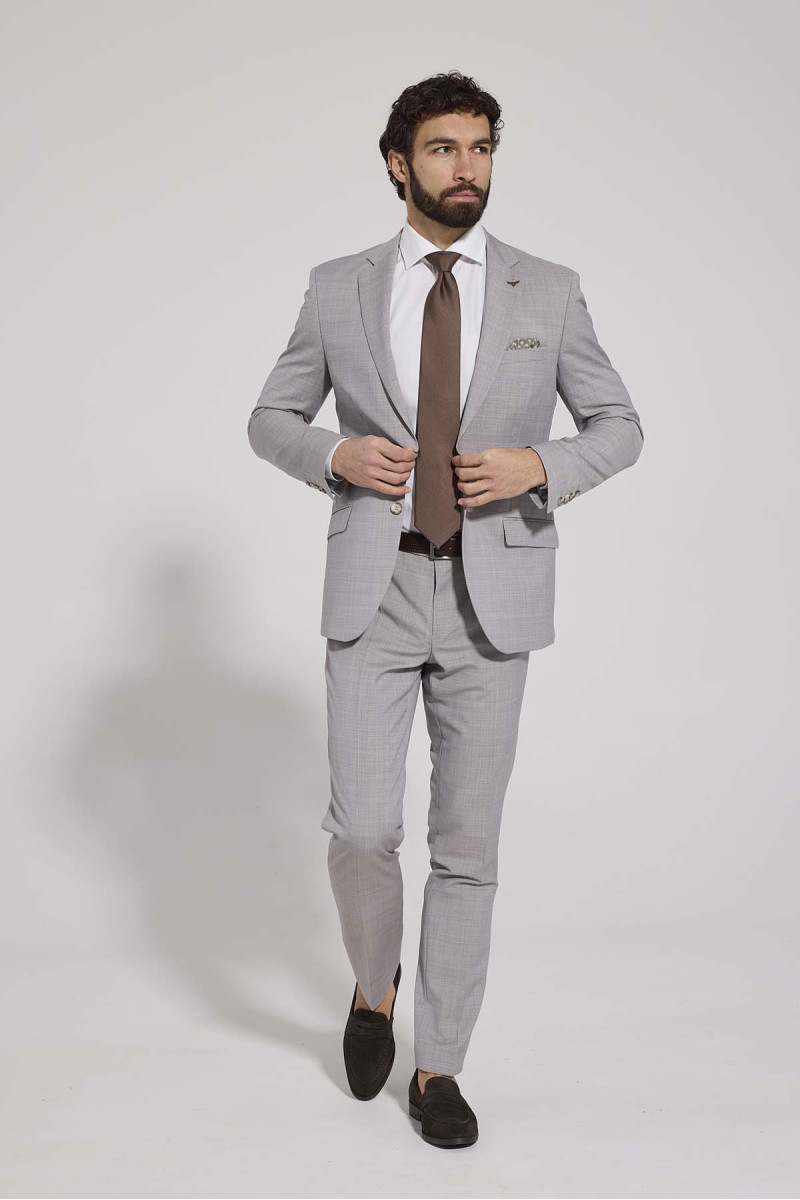 Jasny Beżowy Garnitur Męski VIMONTE – Garnitur z Wełny | VILLARO