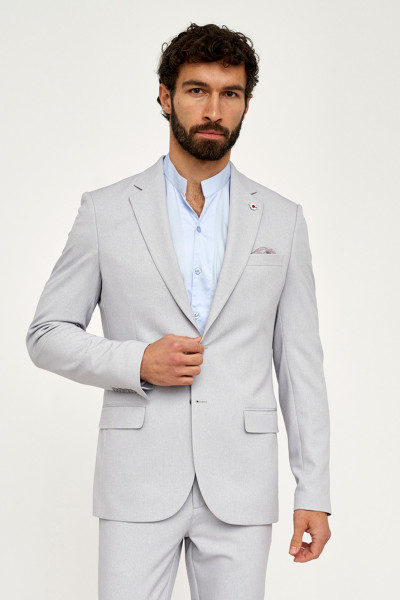 Niebieska marynarka męska VILLARO slim fit elegancka marynarka melanż