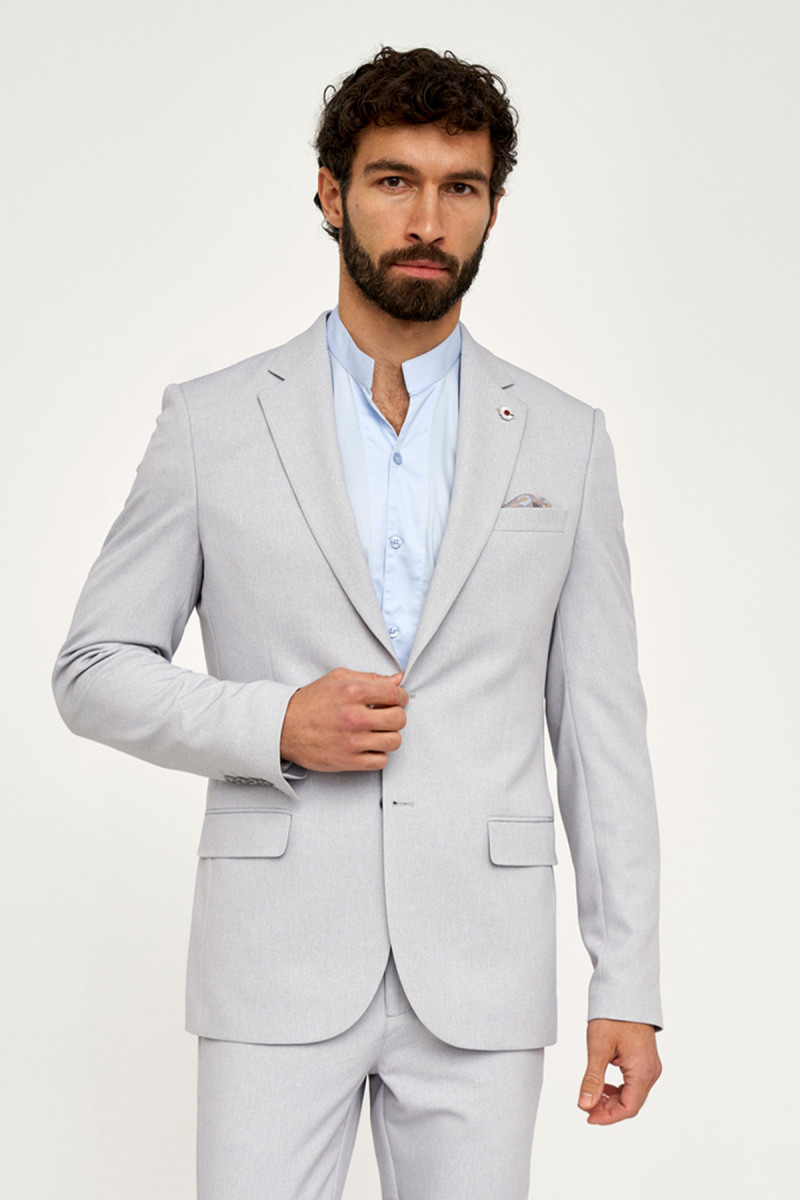 Niebieska marynarka męska VILLARO slim fit elegancka marynarka melanż