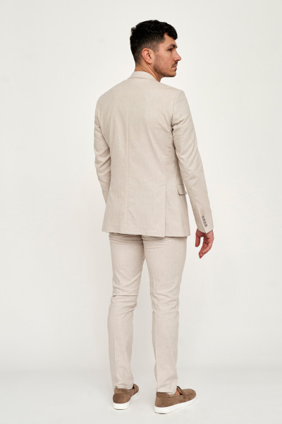 Beżowe Spodnie Męskie Len