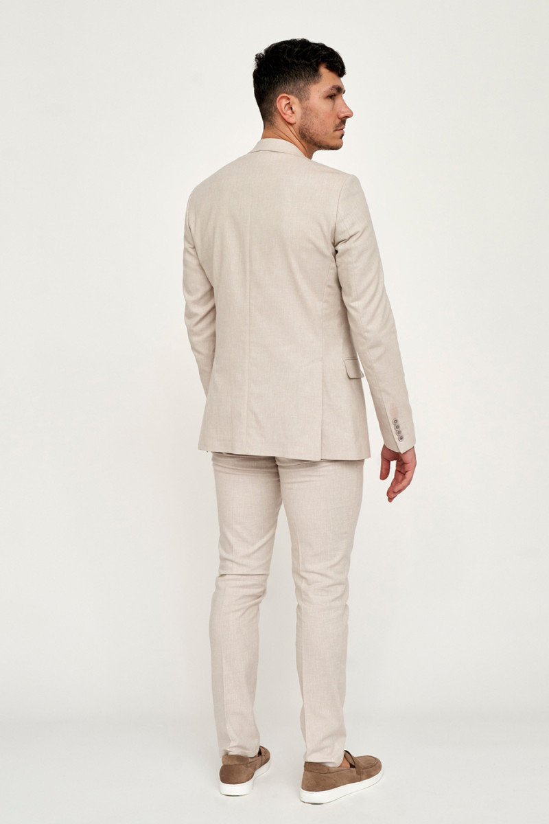 Beżowe spodnie męskie bawełna len tył