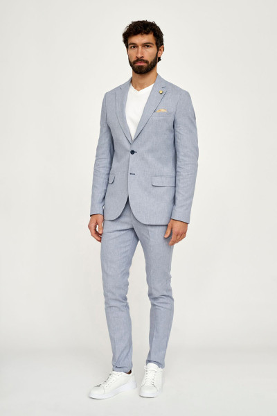 Niebieska Marynarka Męska z Lnem