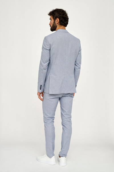 Niebieskie Spodnie Męskie Len