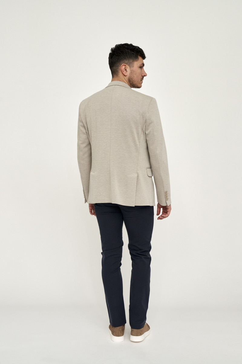 Marynarka męska VILLARO beżowa dzianina dopasowany krój smart casual tył