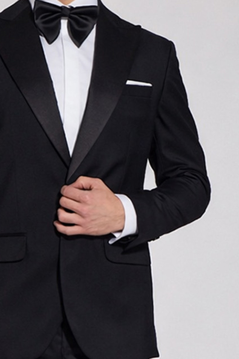 detal klap szalowych czarny smoking męski