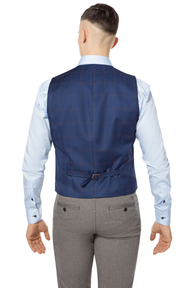 kamizelka męska do garnituru kolor granatowy tyłem