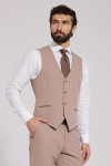 Beżowa kamizelka męska VILLARO 4-Way Stretch Slim Fit | Villaro