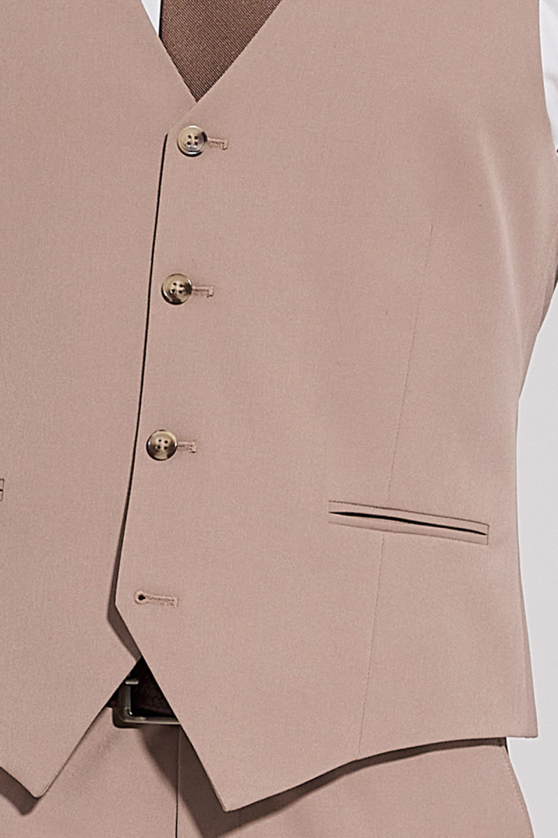 Beżowa kamizelka męska VILLARO 4-Way Stretch Slim Fit | Villaro