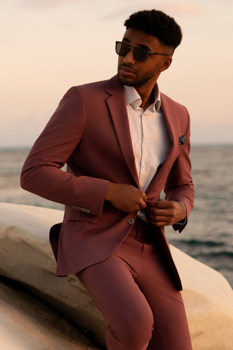 Bordowy garnitur męski VIMONTE wełniany Slim Fit | Villaro