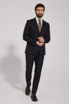 Czarny Garnitur Męski z Jedwabiem