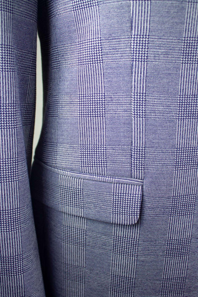 Niebieska Marynarka Męska w Kratę Wiskoza