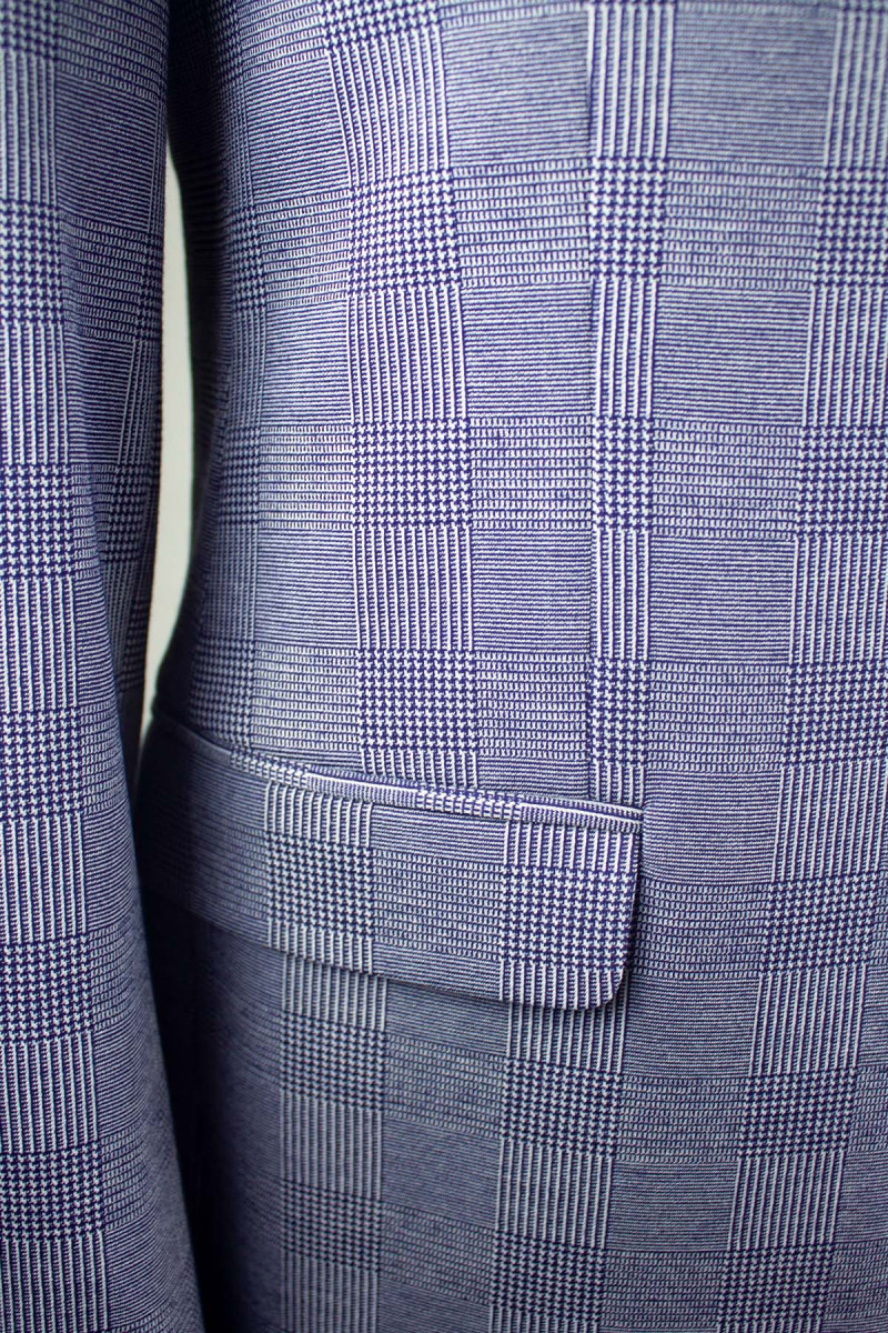 tkanina w kratę w niebieskiej marynarce męskiej Villaro