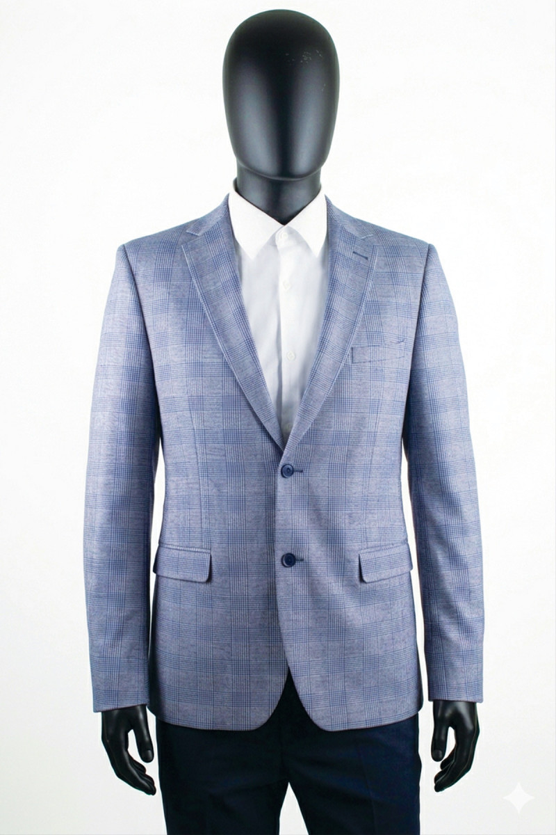 elegancka marynarka męska w niebieską kratę smart casual