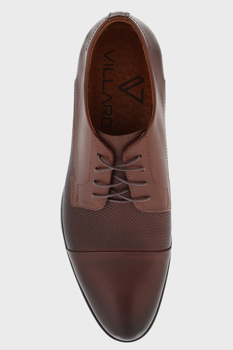 Brązowe buty męskie skóra licowa z perforacją | Villaro