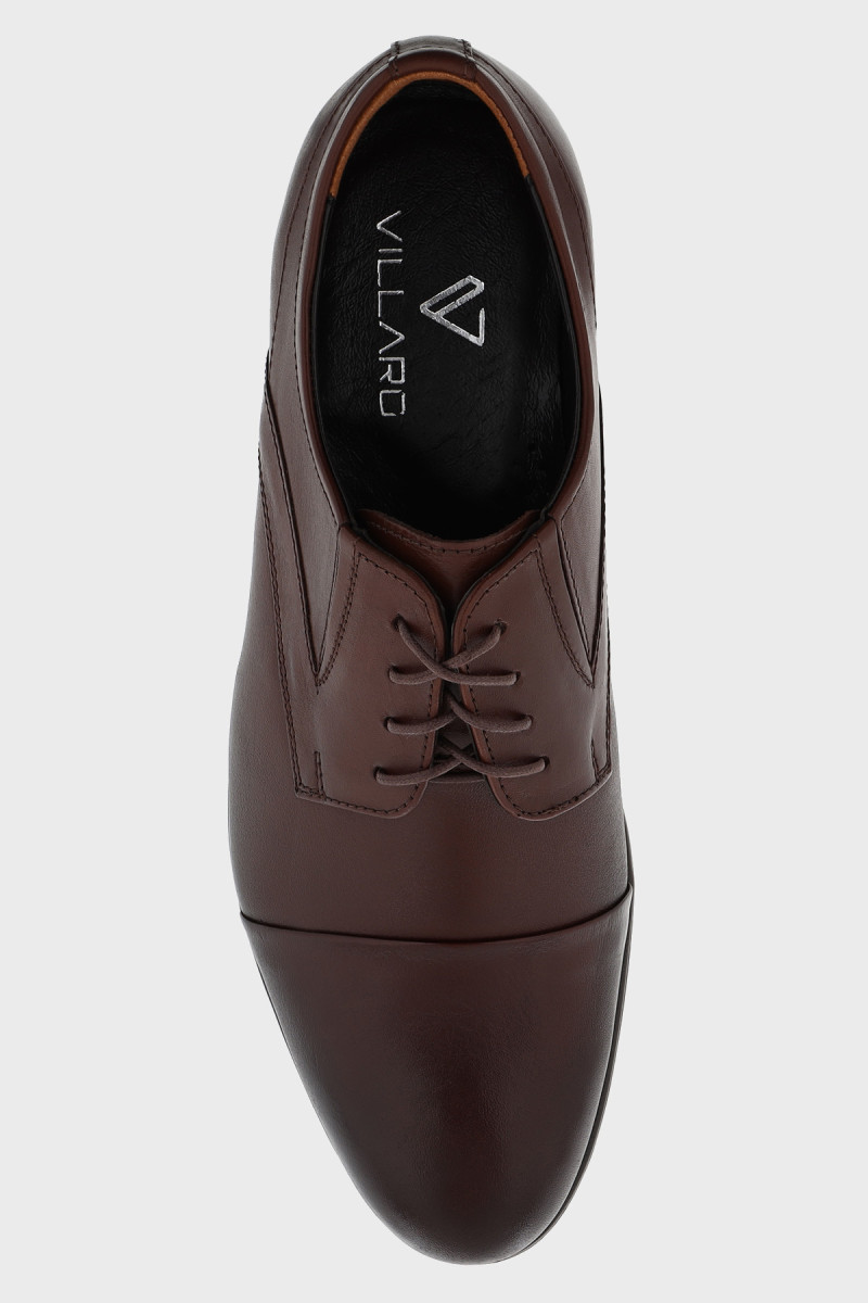 Brązowe buty wizytowe męskie skóra licowa | Villaro
