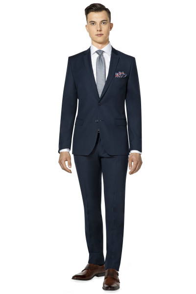Granatowy Garnitur Męski Gładki Slim Fit – Klasyczna Elegancja