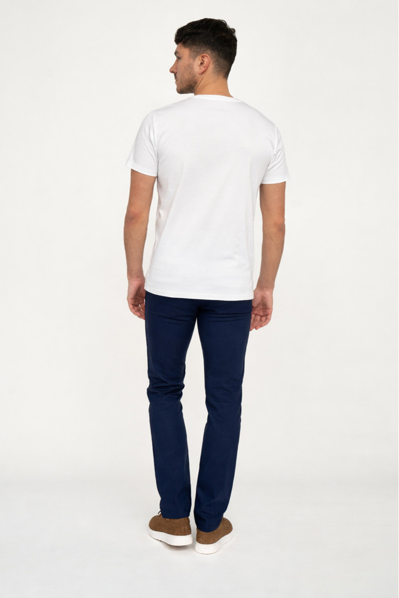 granatowe spodnie chinosy męskie slim tył