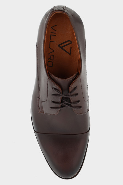 Wizytowe Buty Męskie z Brązowej Skóry Licowej