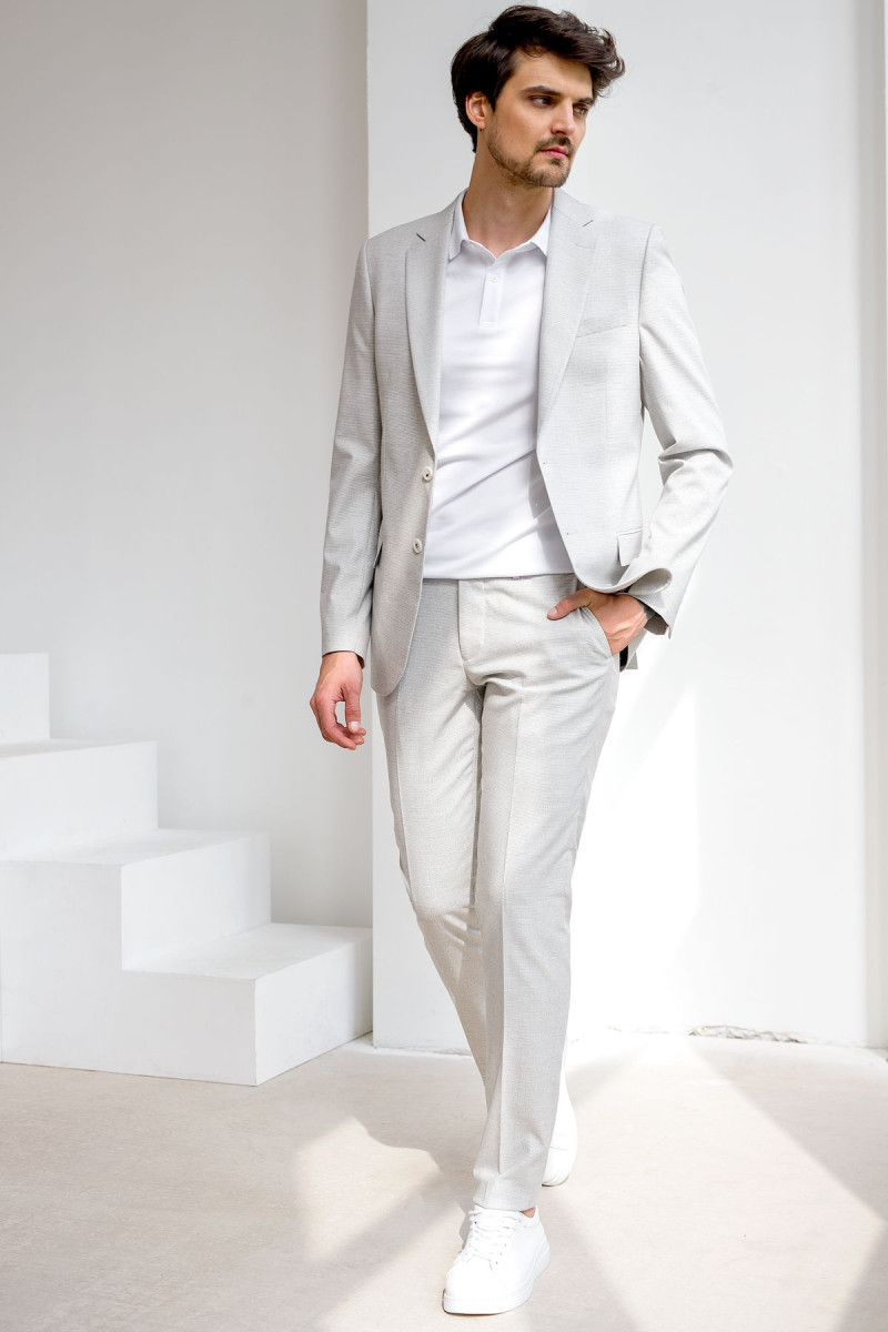 marynarka męska pepitka smart casual szara