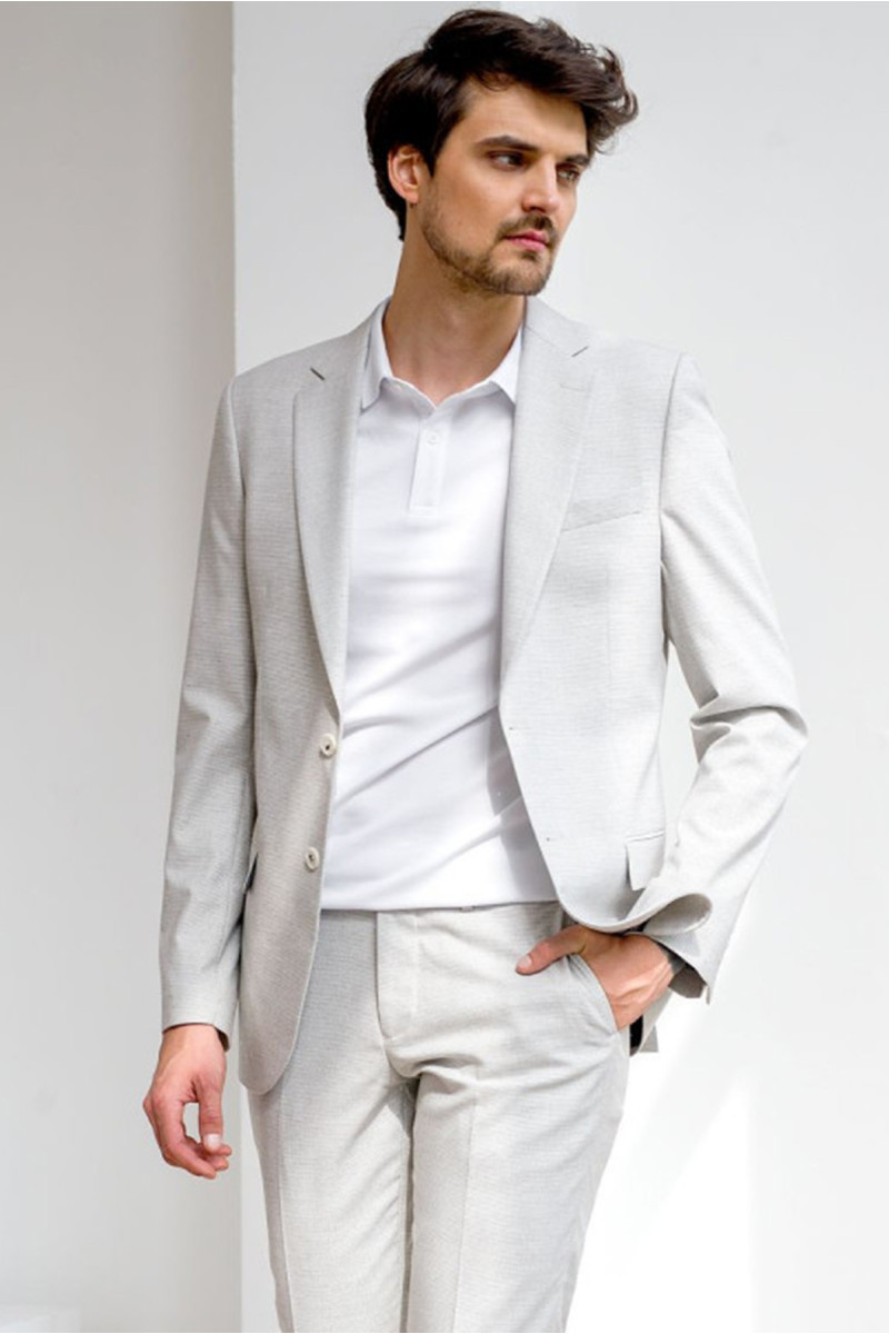 Szara marynarka męska pepitka Slim Fit elegancka | Villaro