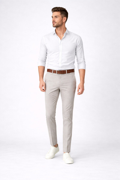 eleganckie spodnie męskie smart casual beżowe