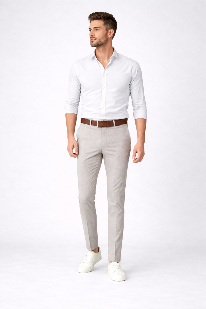 eleganckie spodnie męskie smart casual beżowe