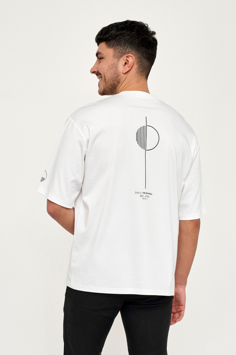 biały t-shirt villaro męski minimalistyczny nadruk tył
