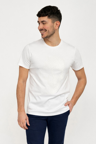 biały t-shirt męski villaro nadruk czaszka 3d przód