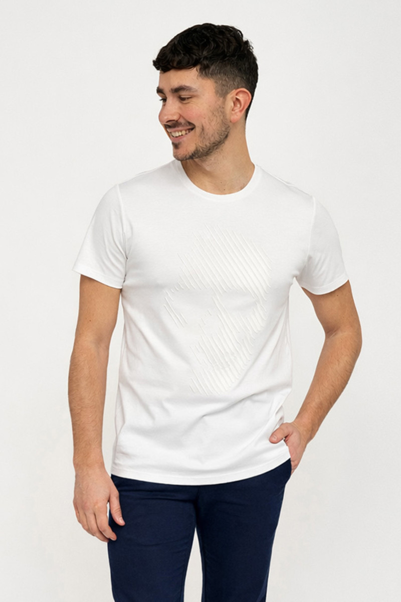 biały t-shirt męski villaro nadruk czaszka 3d przód