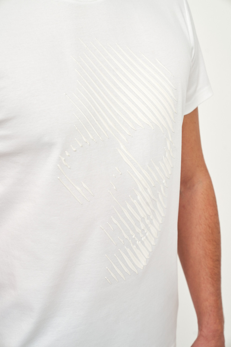 biały t-shirt męski villaro nadruk czaszka 3d przód