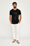 czarny t-shirt męski villaro nadruk czaszka 3d przód