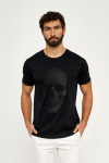 czarny t-shirt męski villaro nadruk czaszka 3d przód