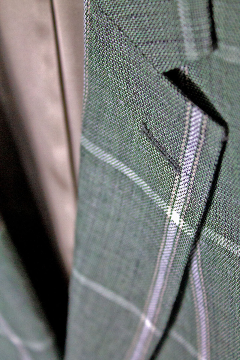 Zielona marynarka męska lniana w kratę – lekka elegancja | Villaro