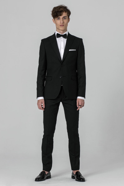 Czarne Spodnie Męskie Wizytowe Garniturowe