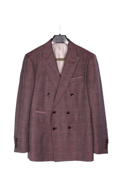 Bordowy Garnitur Męski w Kratę