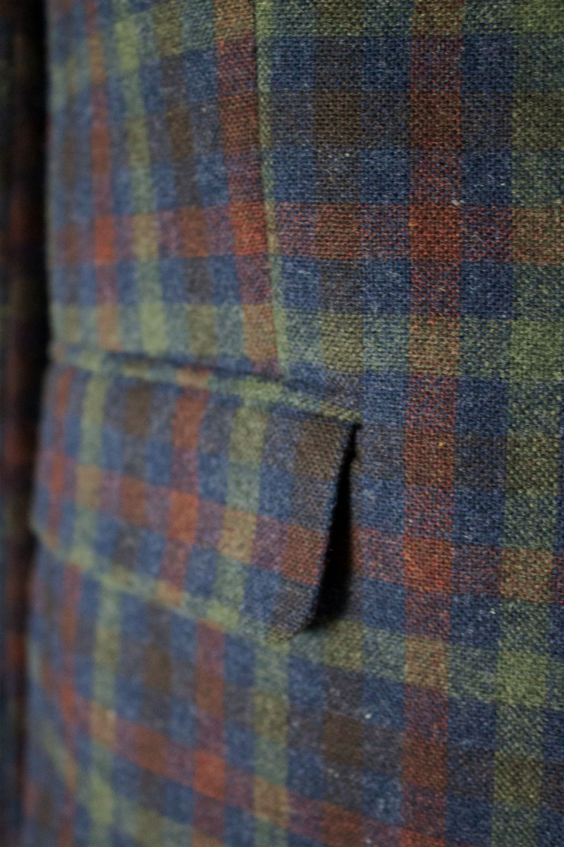 detal materiału marynarka krata struktura kocykowa