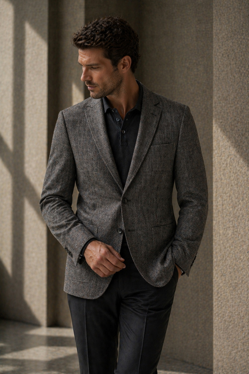 klasyczna marynarka męska Villaro kolor szary styl biznesowy