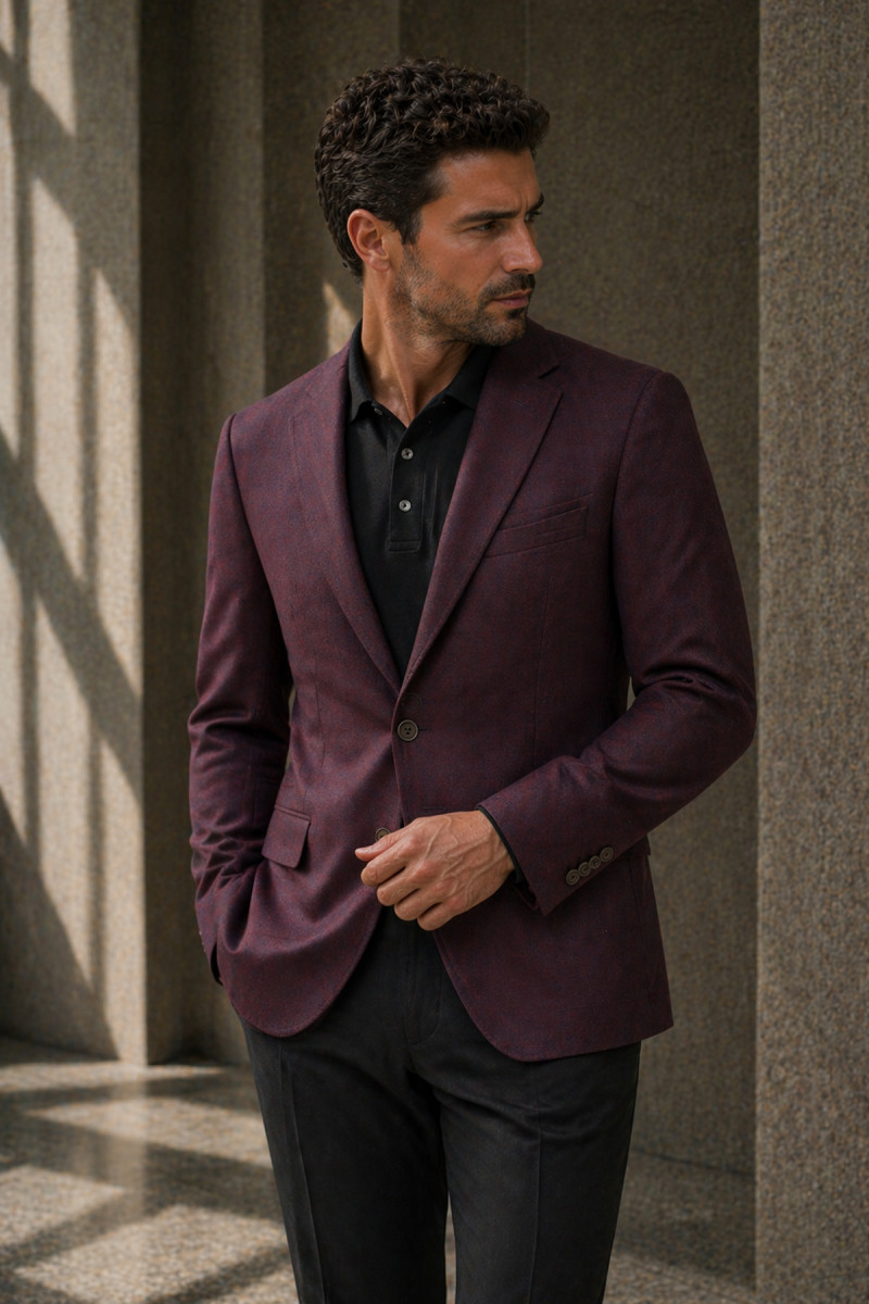 męska marynarka Villaro bordowa styl elegancki