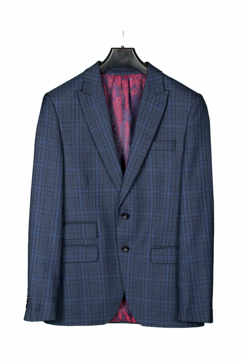 granatowa marynarka męska w kratę Villaro widok przód